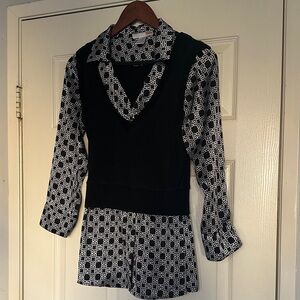Charlotte Russe Black and White Geometric Blouse
